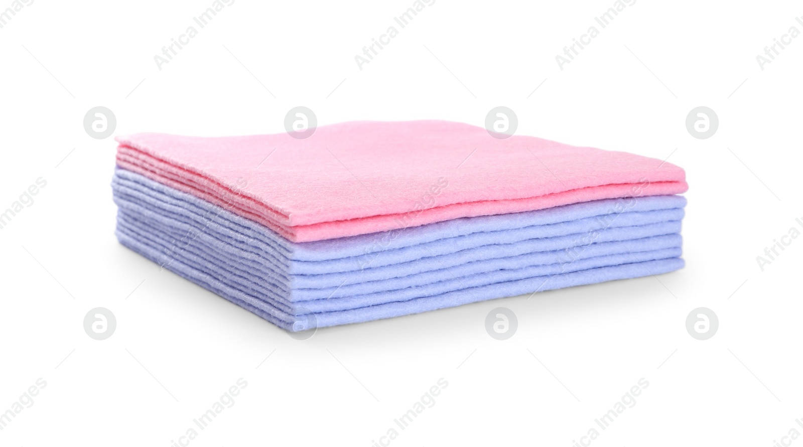 Photo of Stack of cleaning rags isolated on white