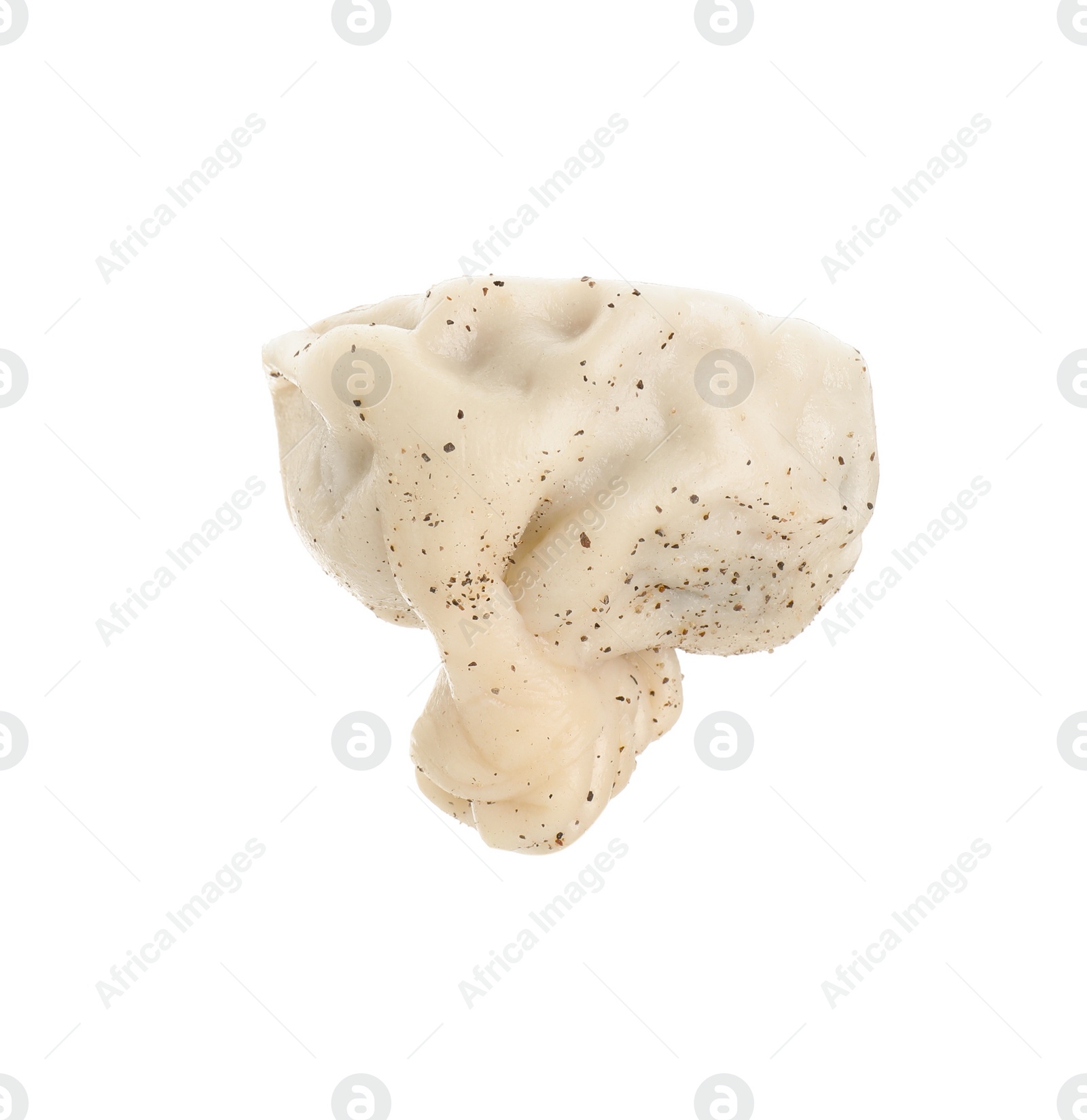 Photo of One tasty khinkali (dumpling) with spices isolated on white. Georgian cuisine