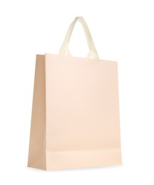 Photo of One paper bag isolated on white. Mockup for design