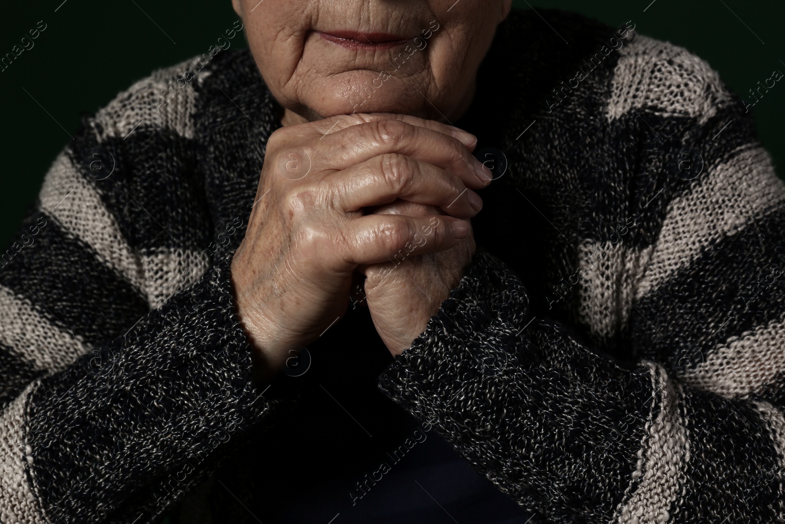 Photo of Senior woman, closeup of hands. Poverty concept