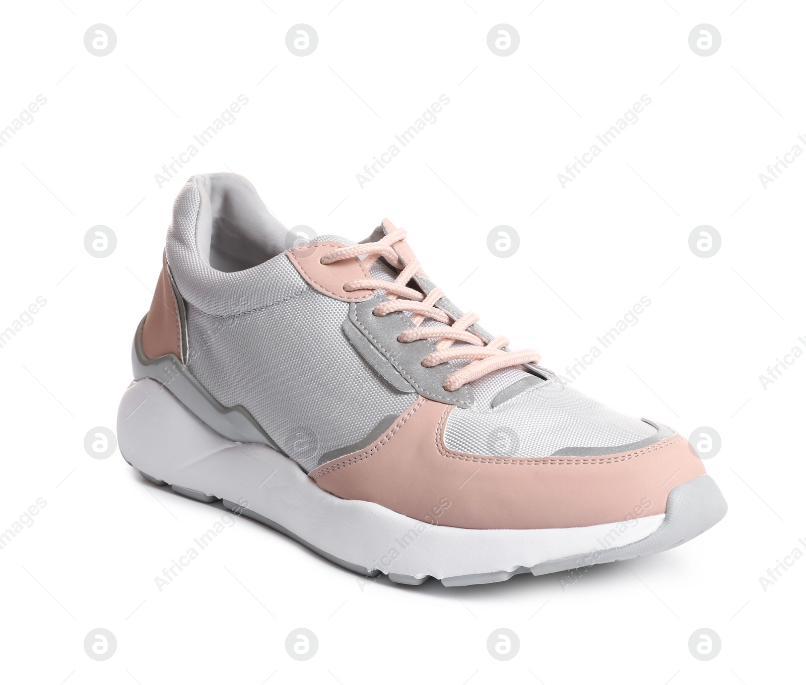 Photo of Comfortable modern sports shoe on white background