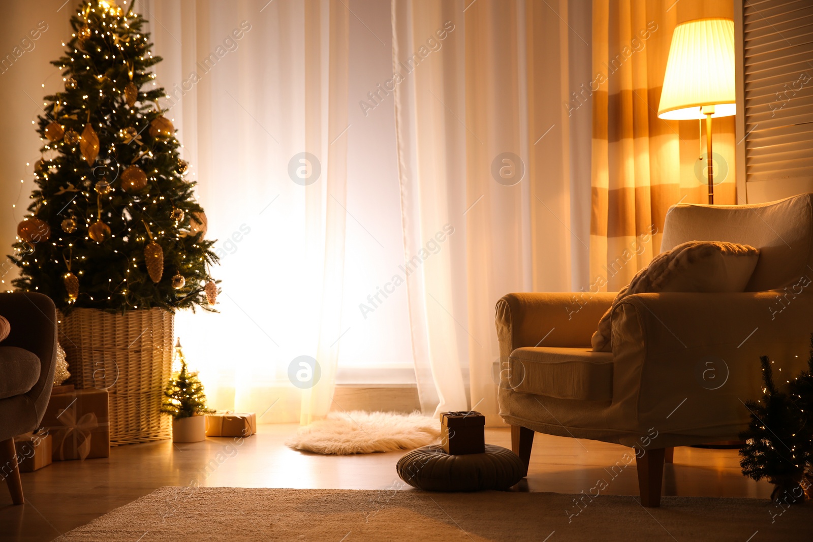 Photo of Beautiful living room interior decorated for Christmas