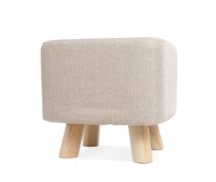 Stylish new beige ottoman isolated on white