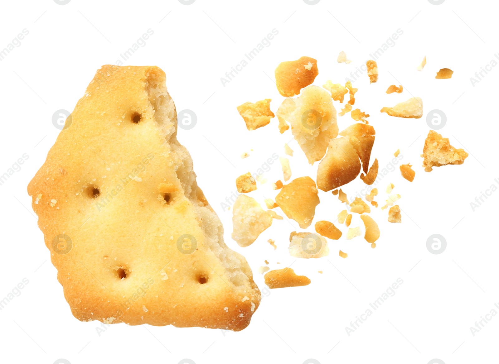 Image of Crushed cracker and crumbs on white background