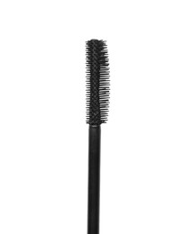 Photo of One mascara applicator isolated on white, top view. Makeup product