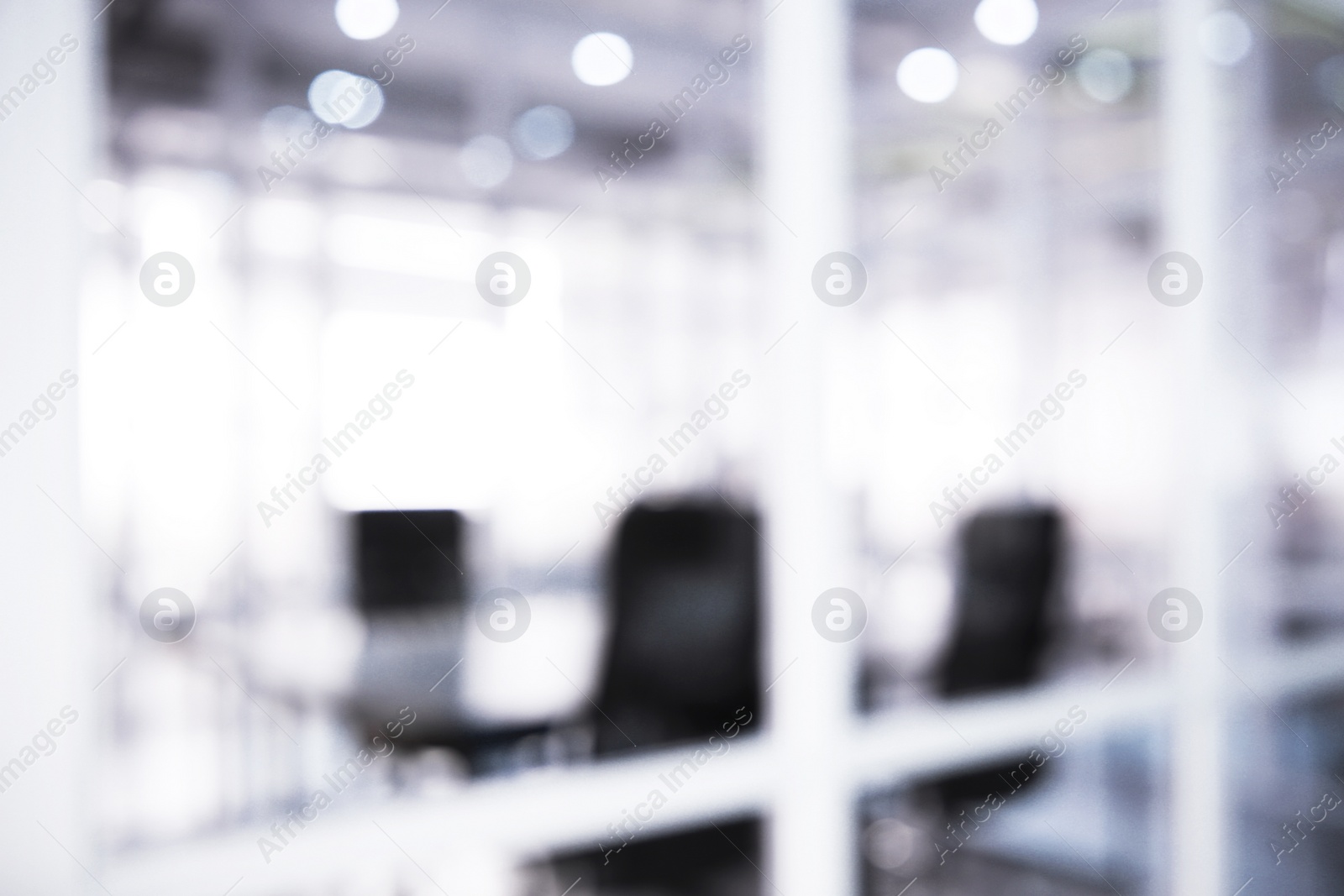 Image of Office interior. Blurred view of comfortable workspace