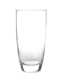 Photo of Clean empty glass on white background. Washing dishes