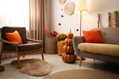 Photo of Cozy living room interior inspired by autumn colors