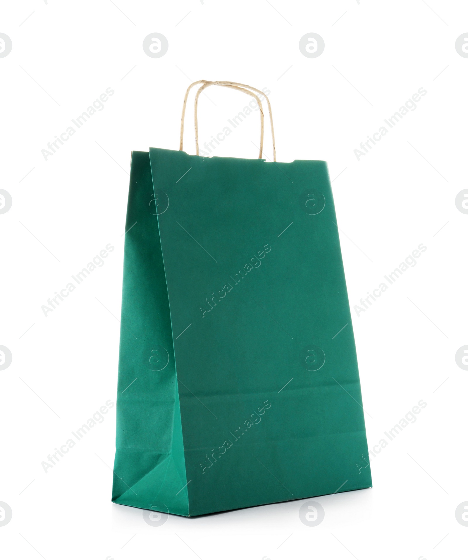 Photo of Mockup of paper shopping bag on white background