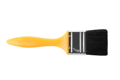 New paintbrush on white background, top view