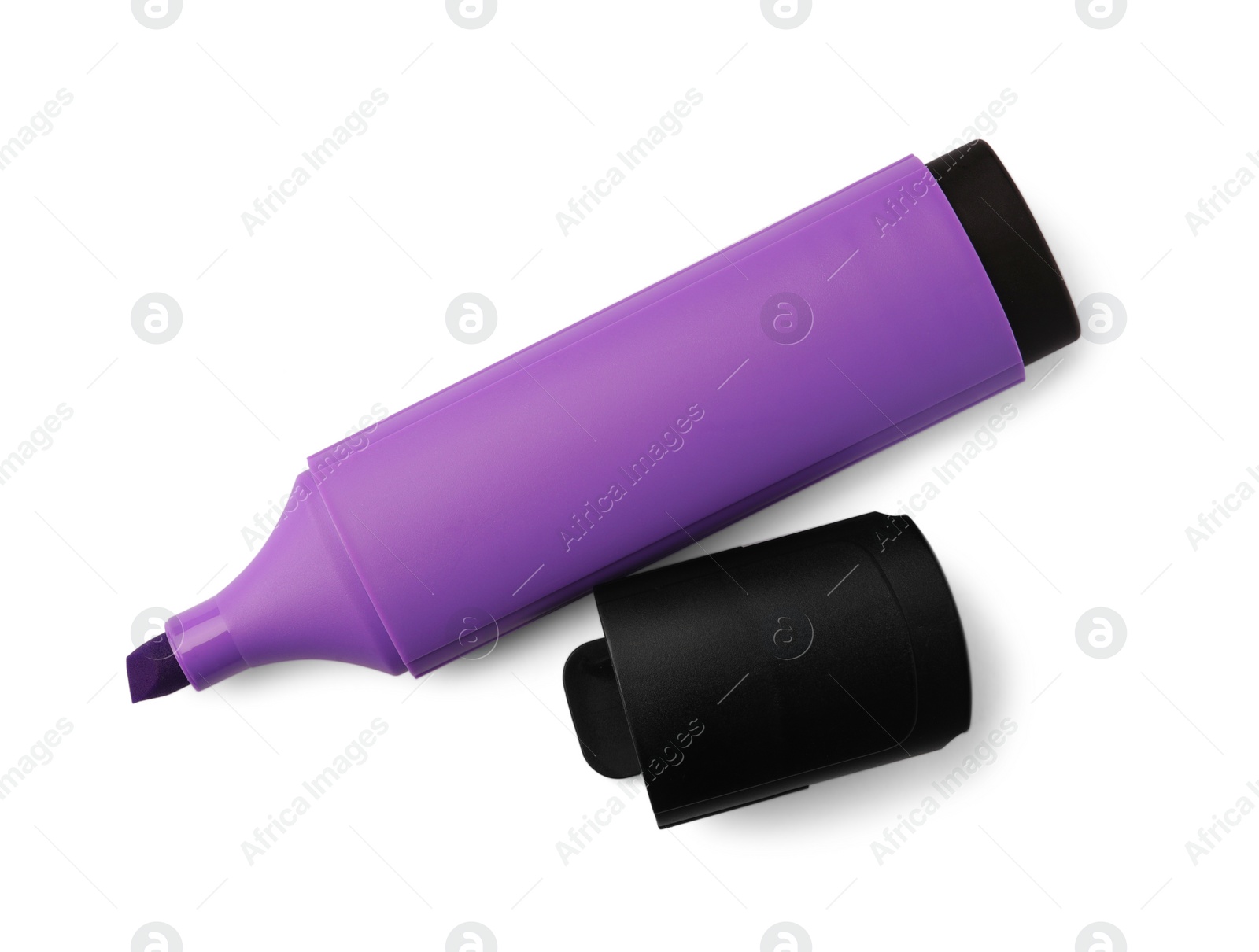 Photo of Bright violet marker isolated on white, top view