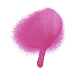Pink drop drawn by spray paint on white background