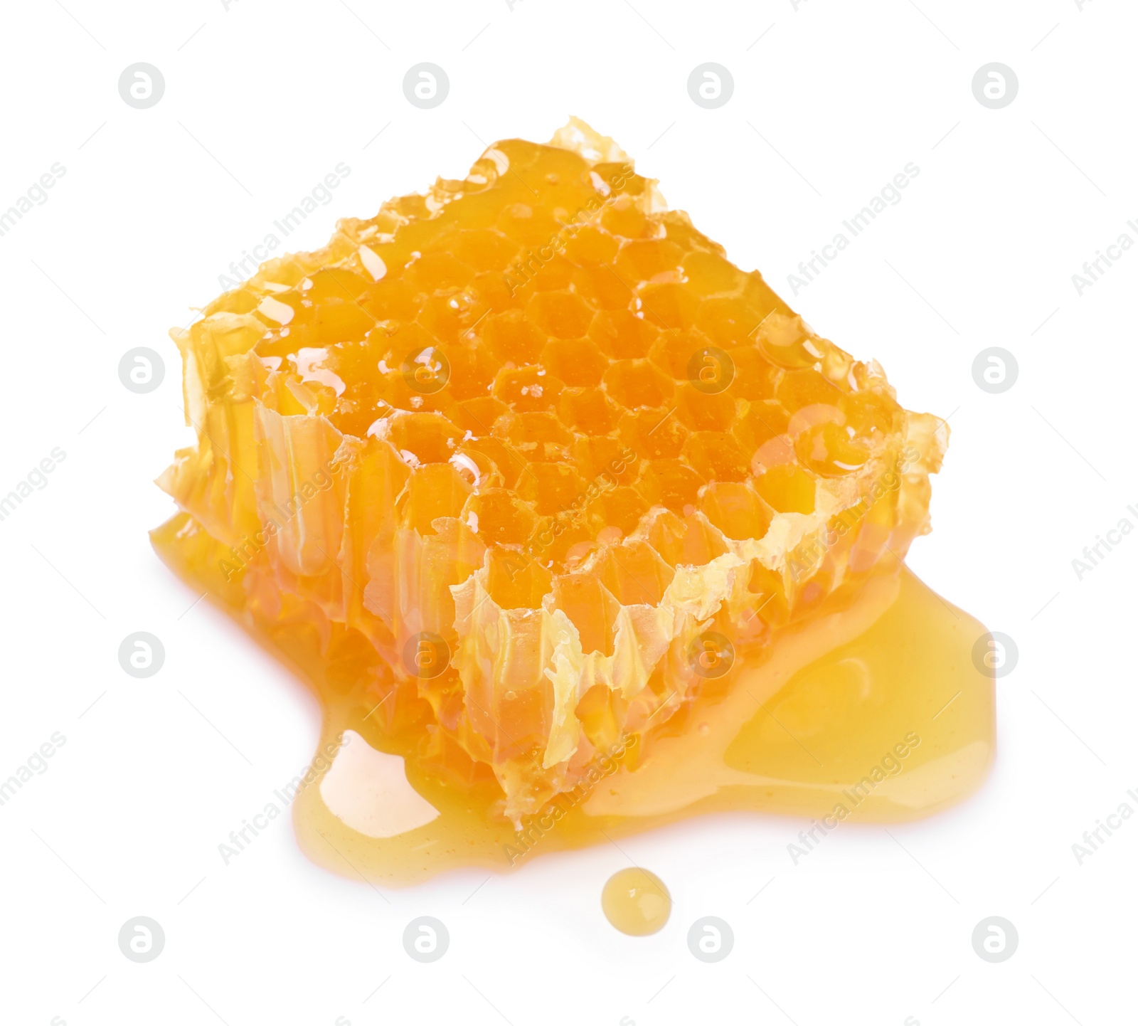 Photo of Natural honeycomb with tasty honey isolated on white