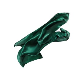 Photo of Beautiful dark green silk isolated on white