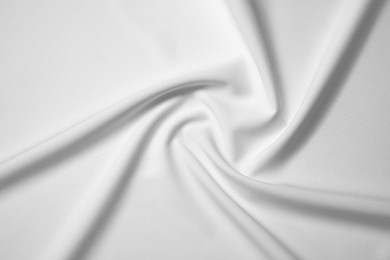 Photo of Texture of blank white flag as background, top view. Mockup for design