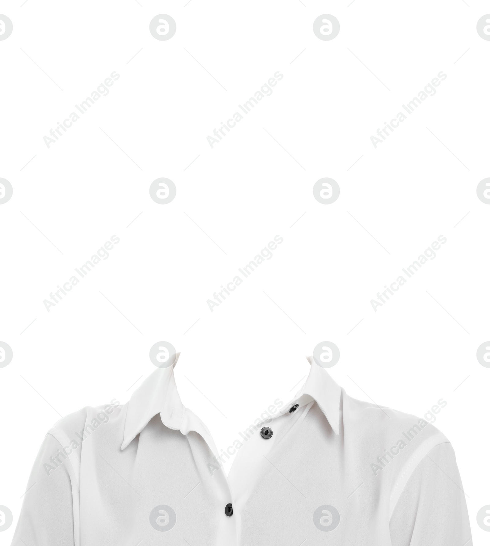 Image of Outfit replacement template for passport photo or other documents. Shirt isolated on white