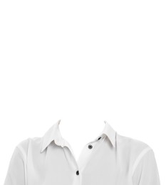 Image of Outfit replacement template for passport photo or other documents. Shirt isolated on white
