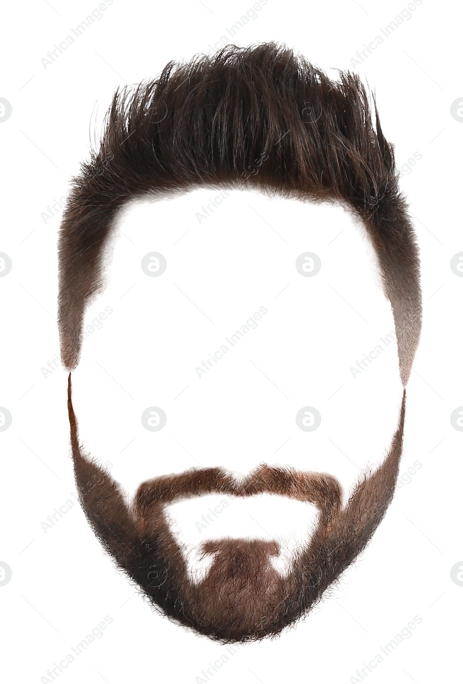 Image of Male hairstyle with beard and mustache isolated on white