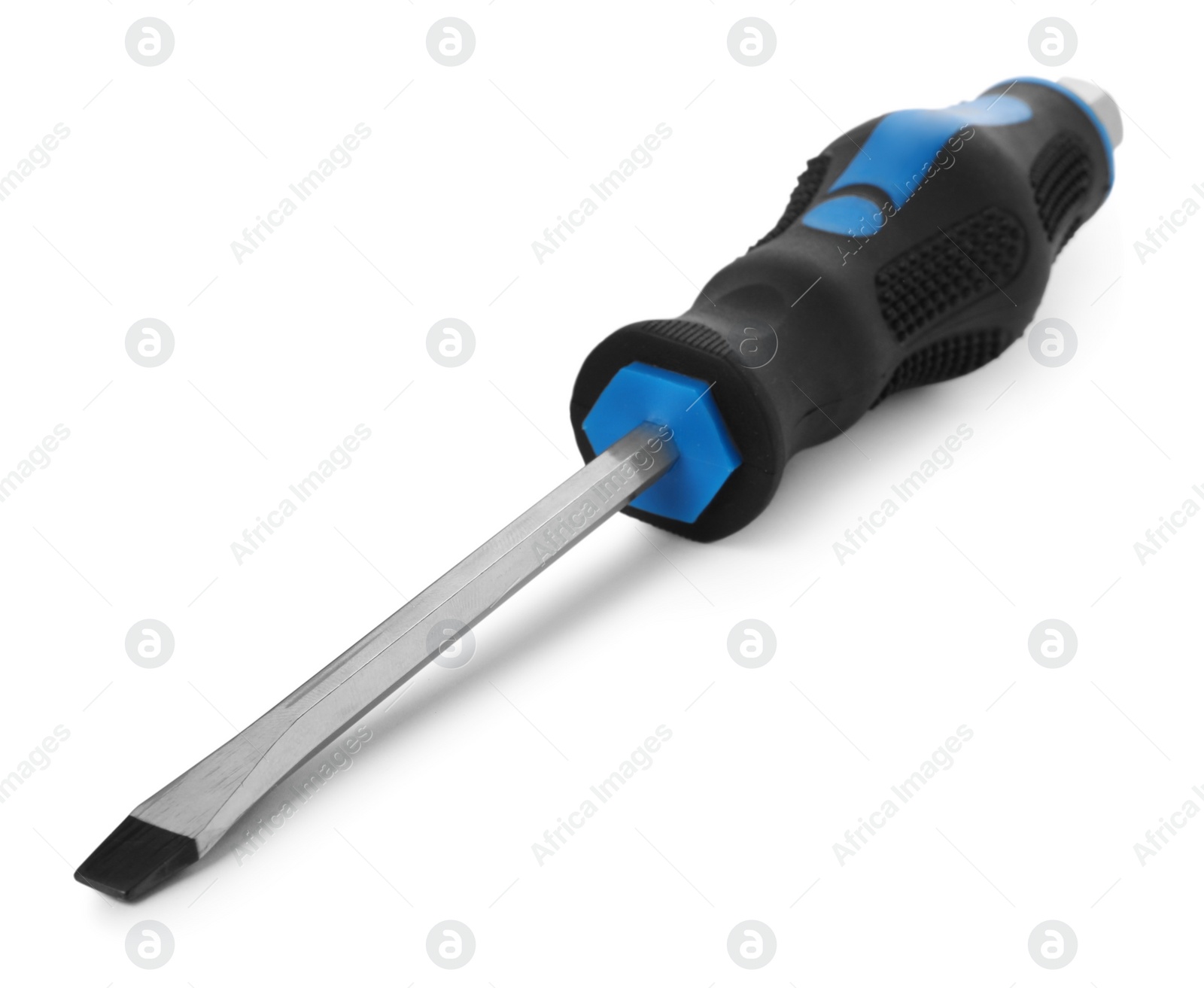 Photo of One screwdriver with color handle isolated on white