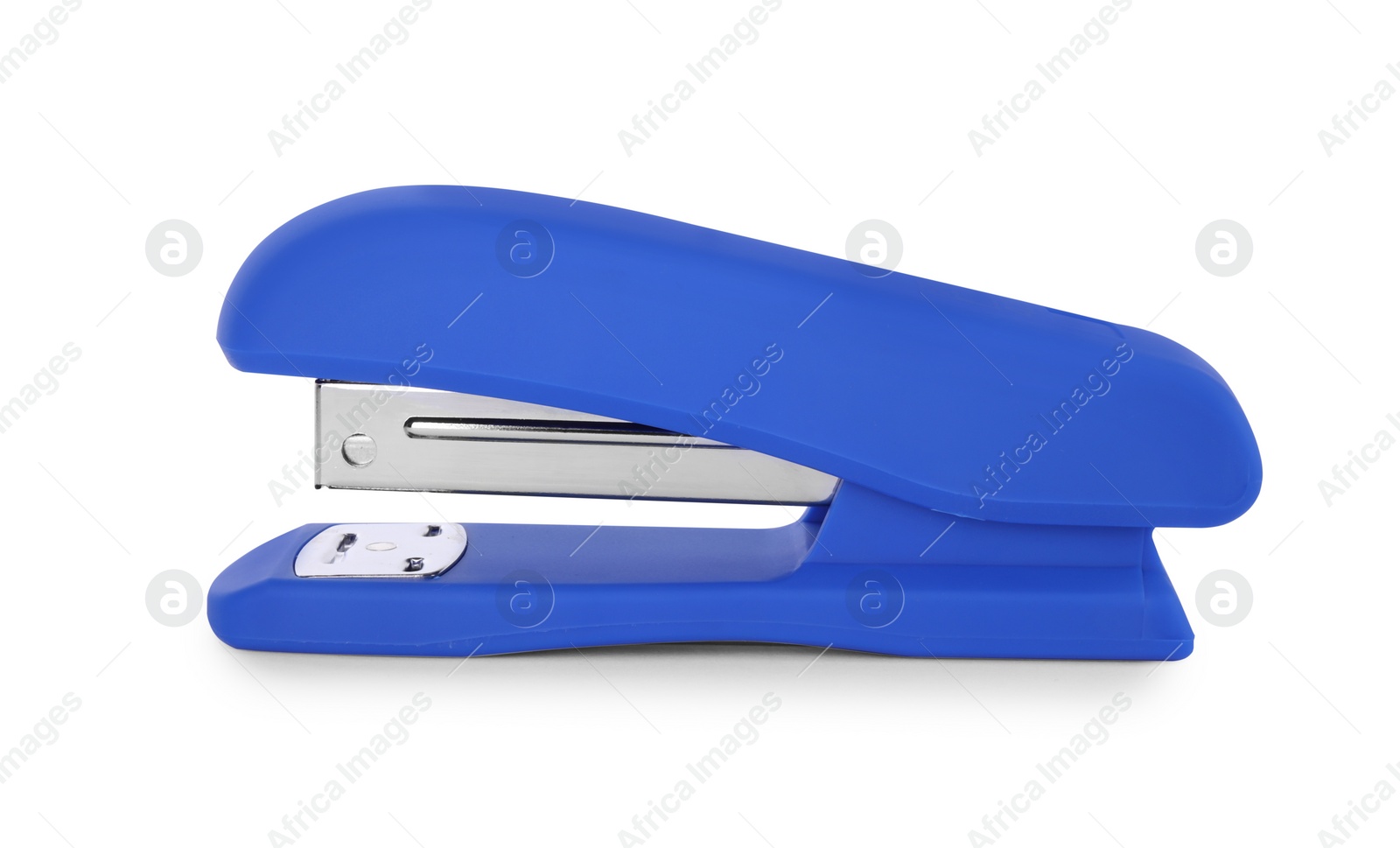 Photo of One new blue stapler isolated on white