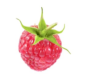 Photo of One tasty ripe raspberry isolated on white