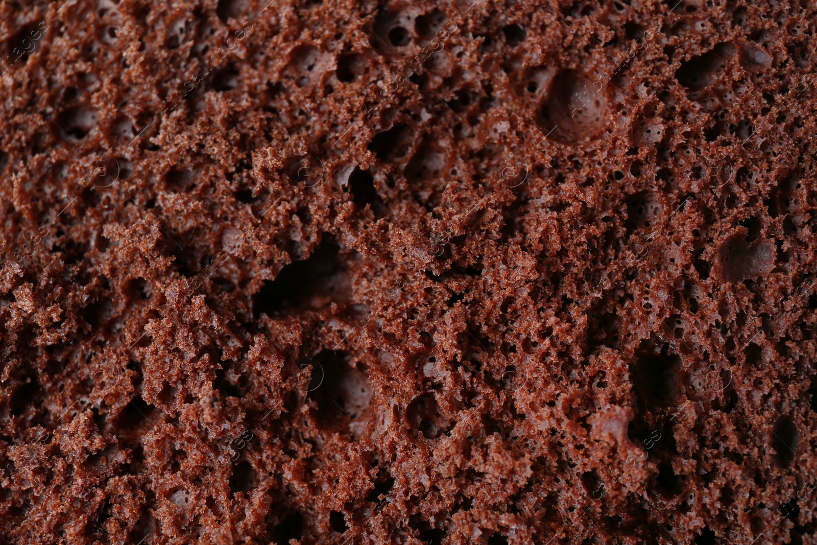 Photo of Tasty chocolate sponge cake as background, closeup