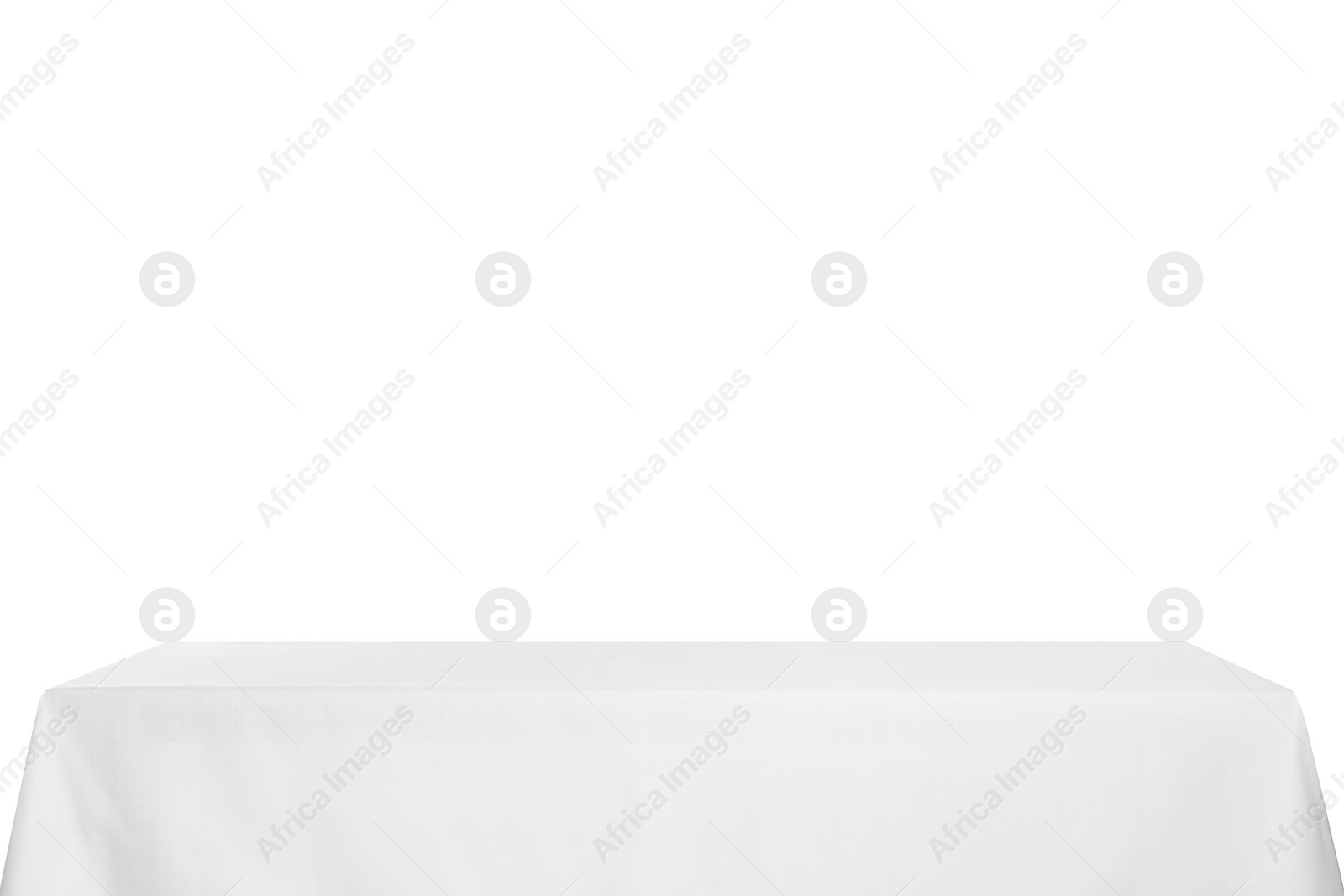 Photo of Table with white tablecloth isolated on white