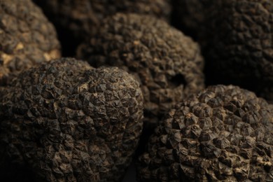 Closeup view of fresh whole black truffles