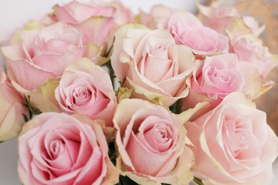 Photo of Beautiful bouquet of rose flowers, closeup view