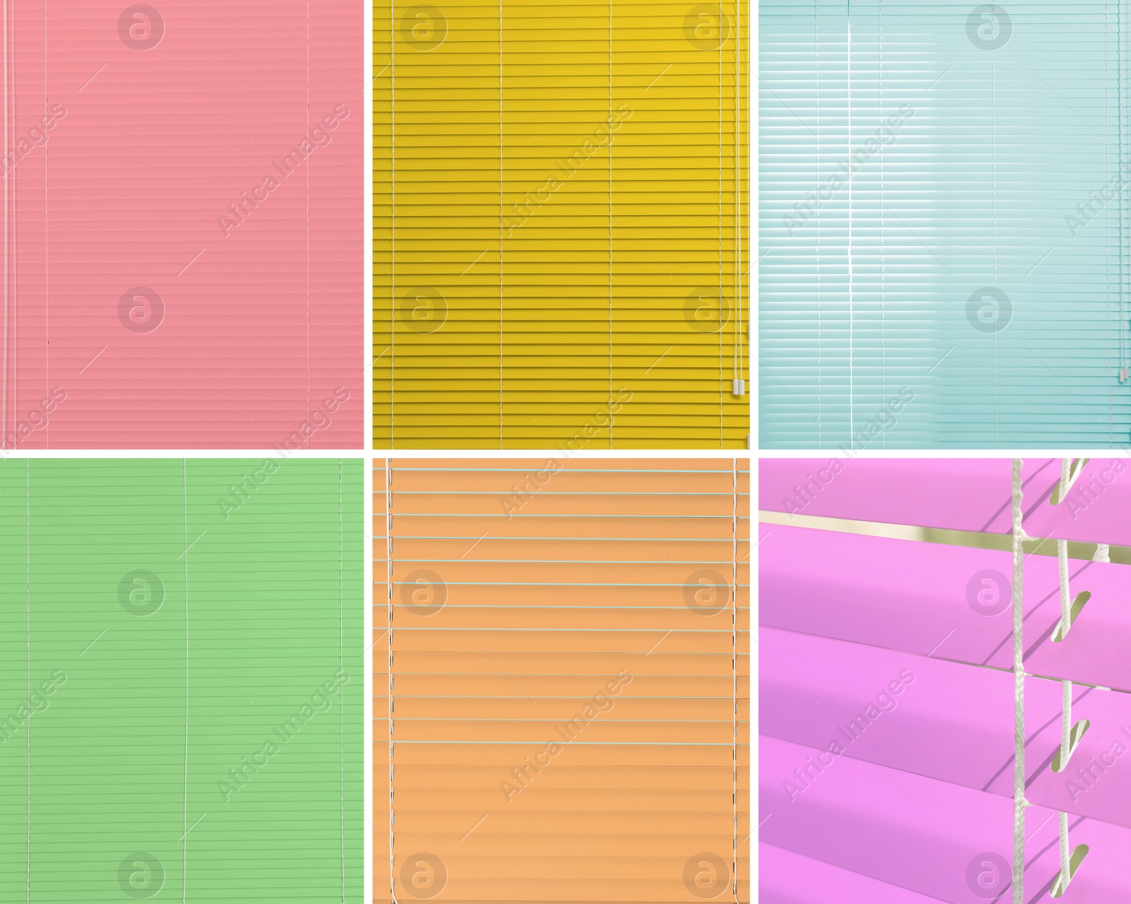 Image of Collage with window blinds in different colors