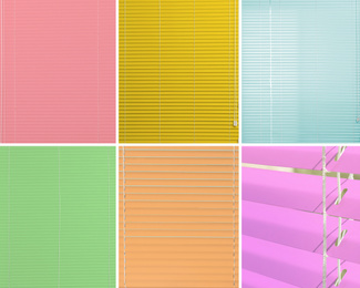 Image of Collage with window blinds in different colors