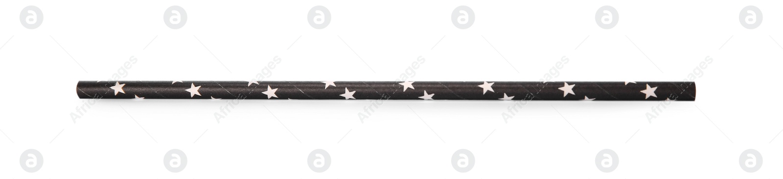 Photo of One paper straw with stars for drinking isolated on white