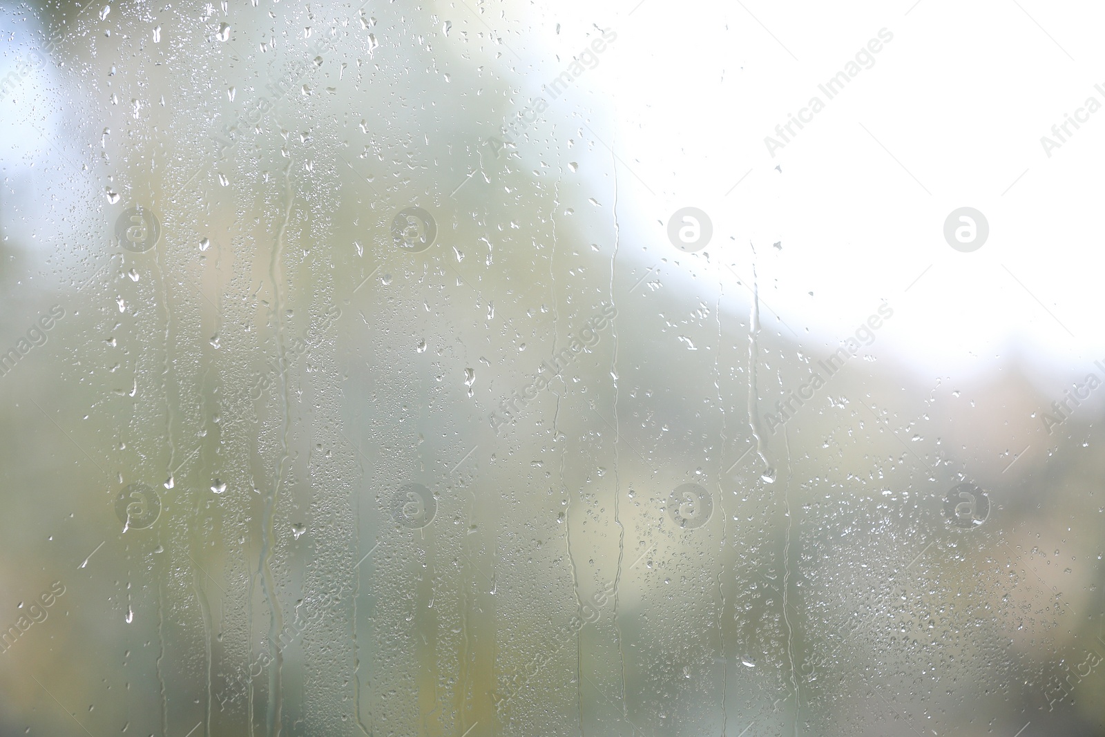 Photo of View of glass with water drops, closeup