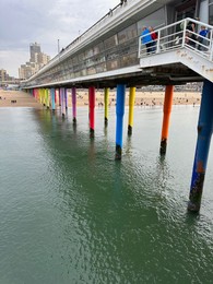 HAGUE, NETHERLANDS - OCTOBER 29, 2022: Beautiful facade of Scheveningen Pier