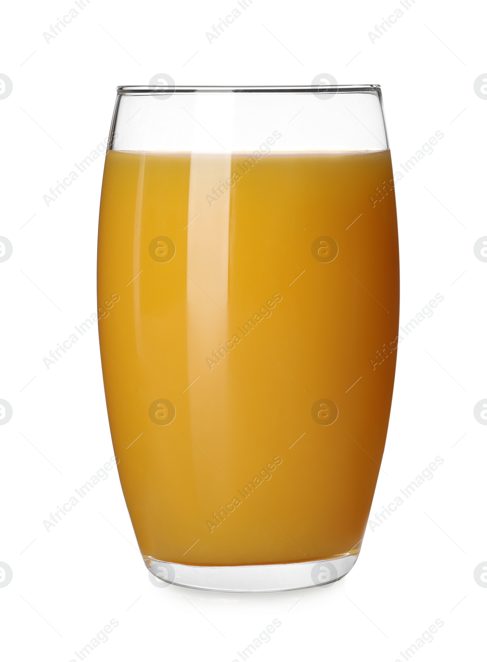 Photo of Glass of fresh orange juice isolated on white