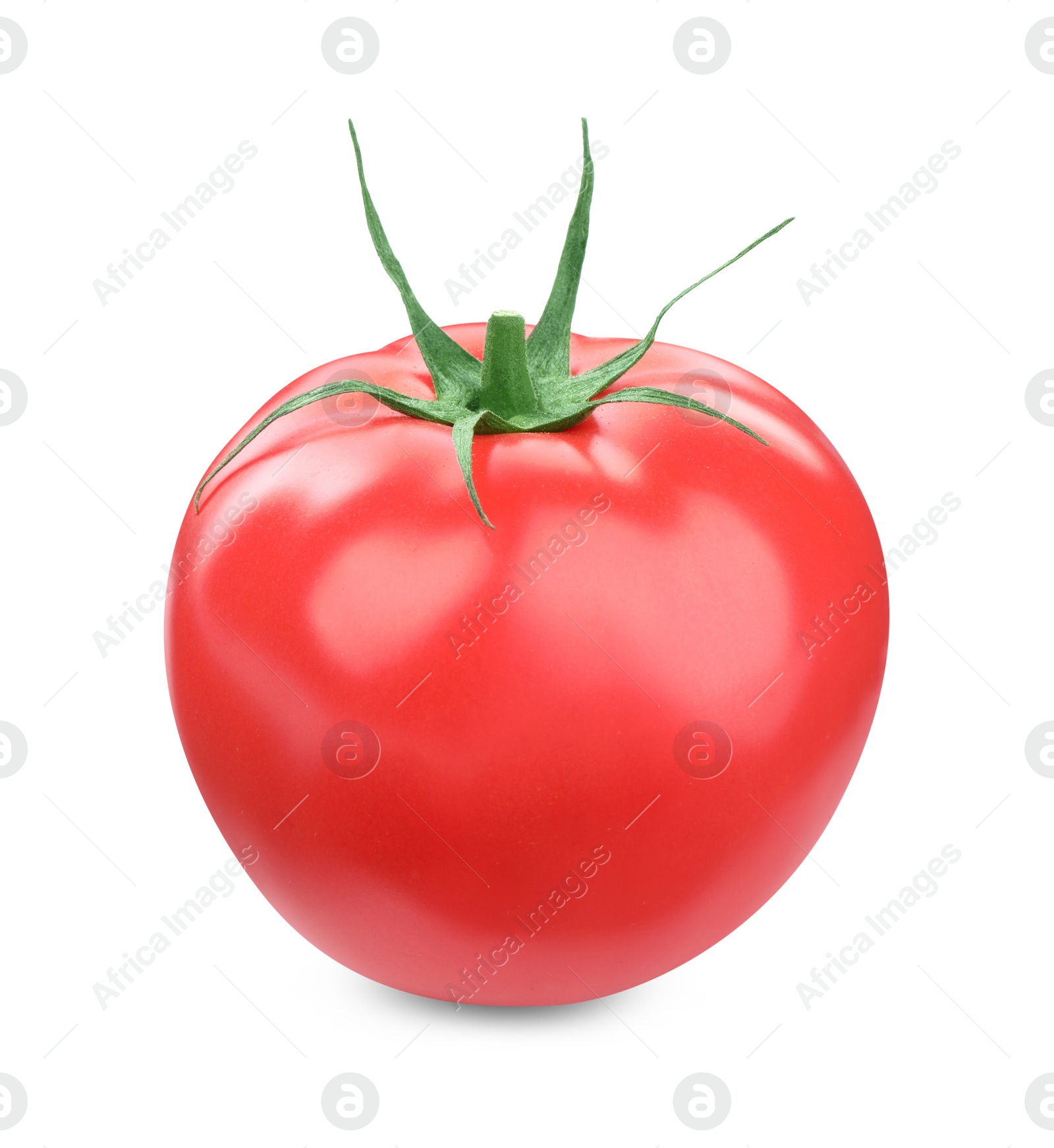 Photo of One red ripe tomato isolated on white