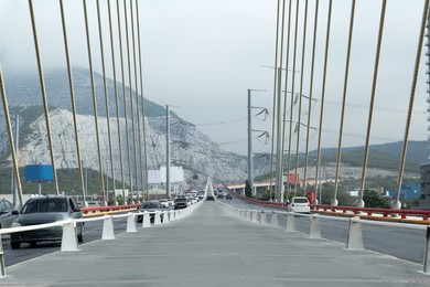 Photo of Beautiful view of modern bridge in city