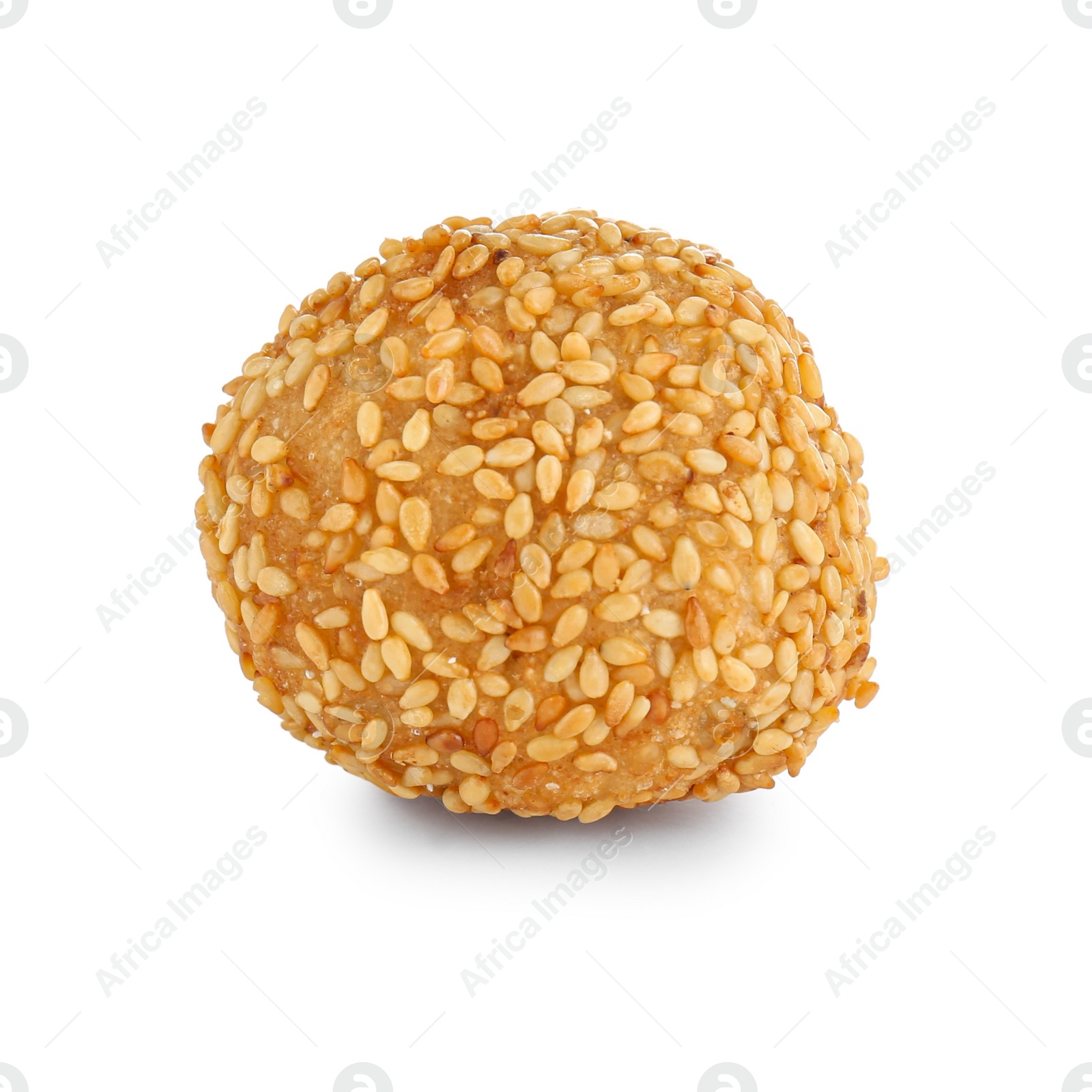 Photo of One delicious sesame ball on white background