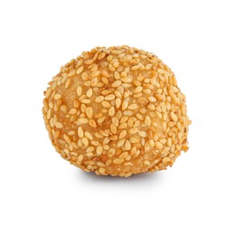 Photo of One delicious sesame ball on white background