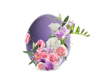 Easter egg floral design on white background