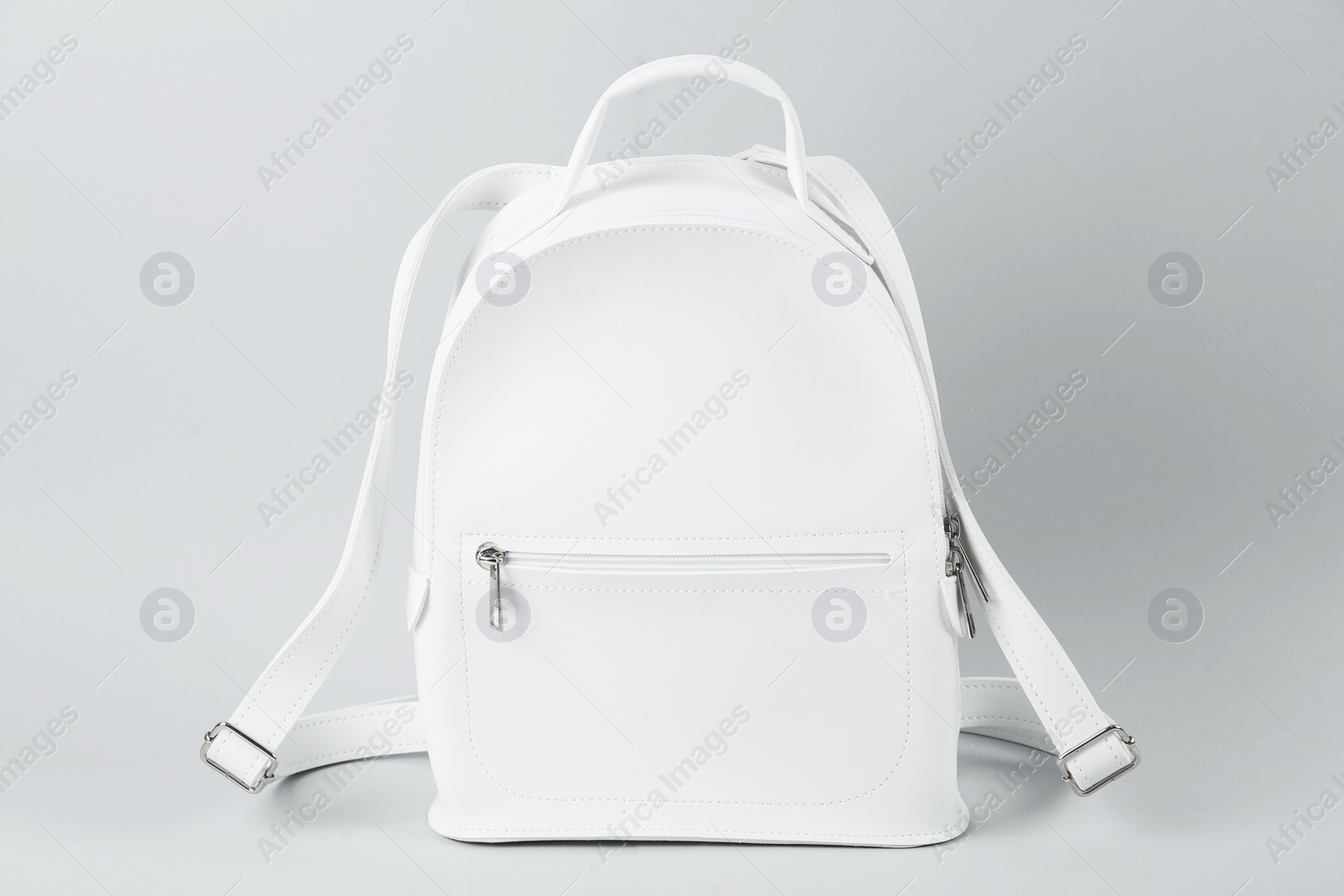 Photo of Stylish leather urban backpack on white background