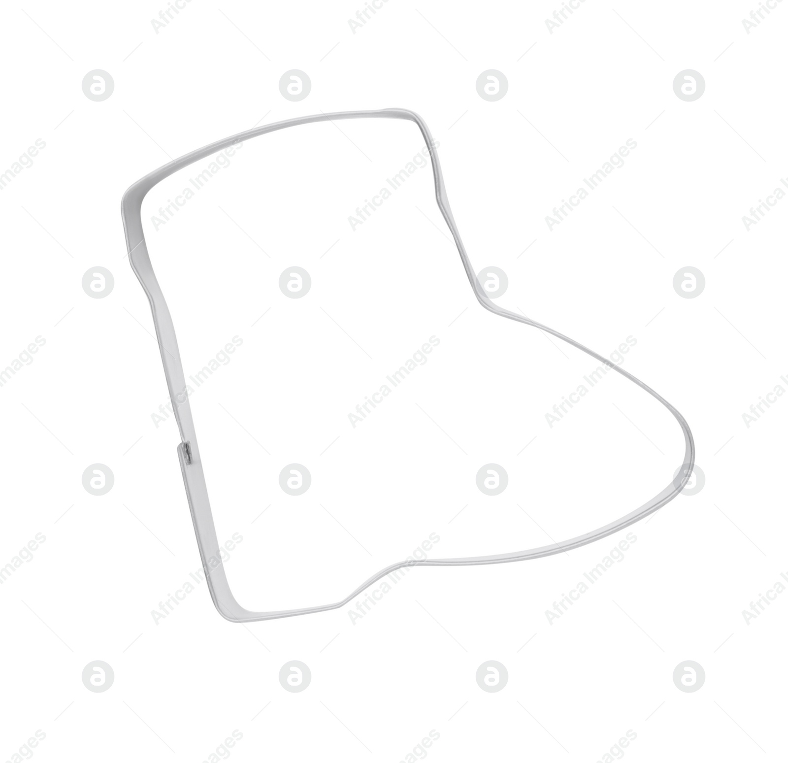 Photo of Boot shaped cookie cutter on white background, top view