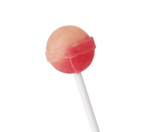 Photo of One sweet colorful lollipop isolated on white
