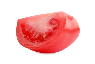 Photo of Piece of red ripe tomato isolated on white