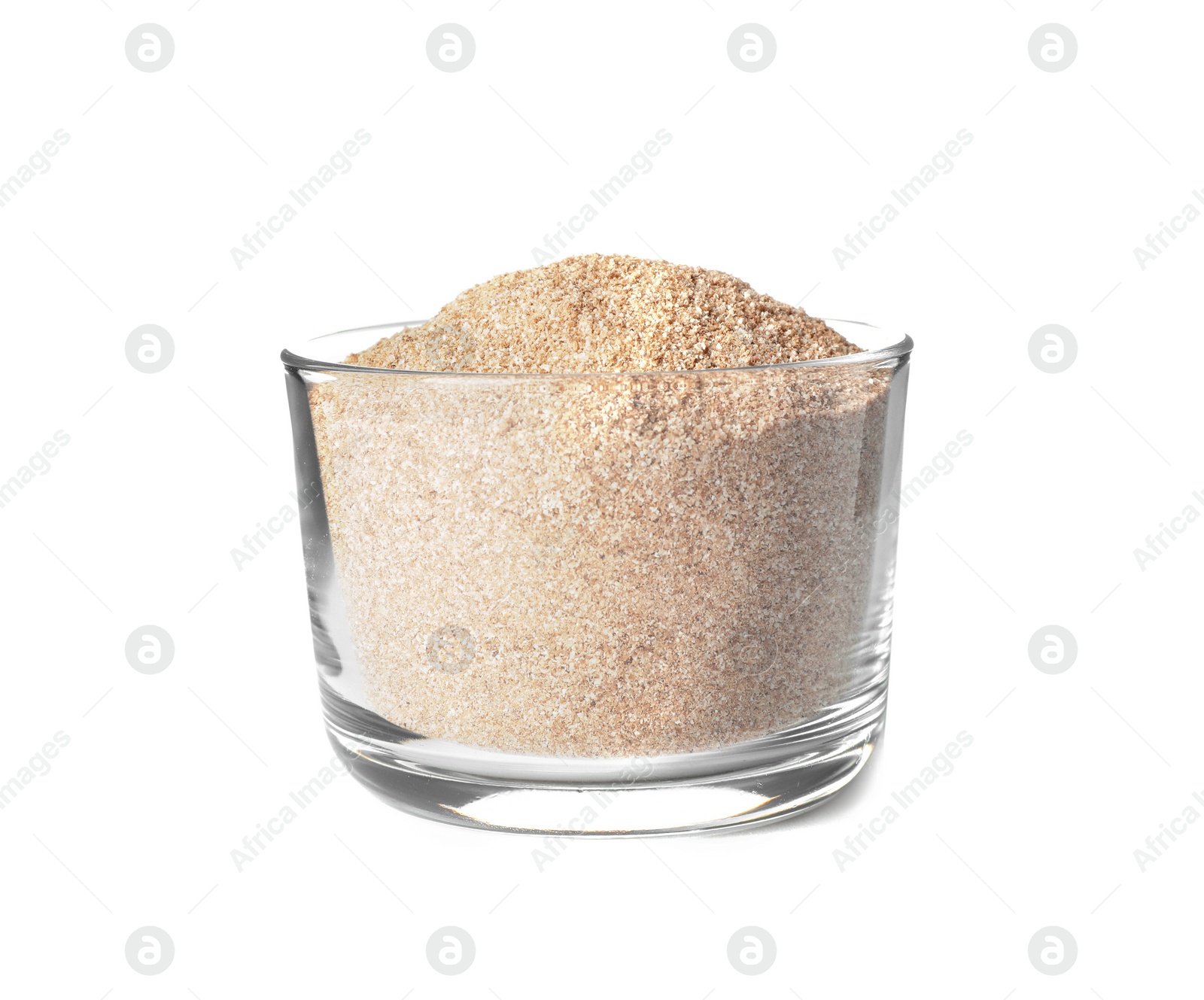 Photo of Bowl of buckwheat flour isolated on white