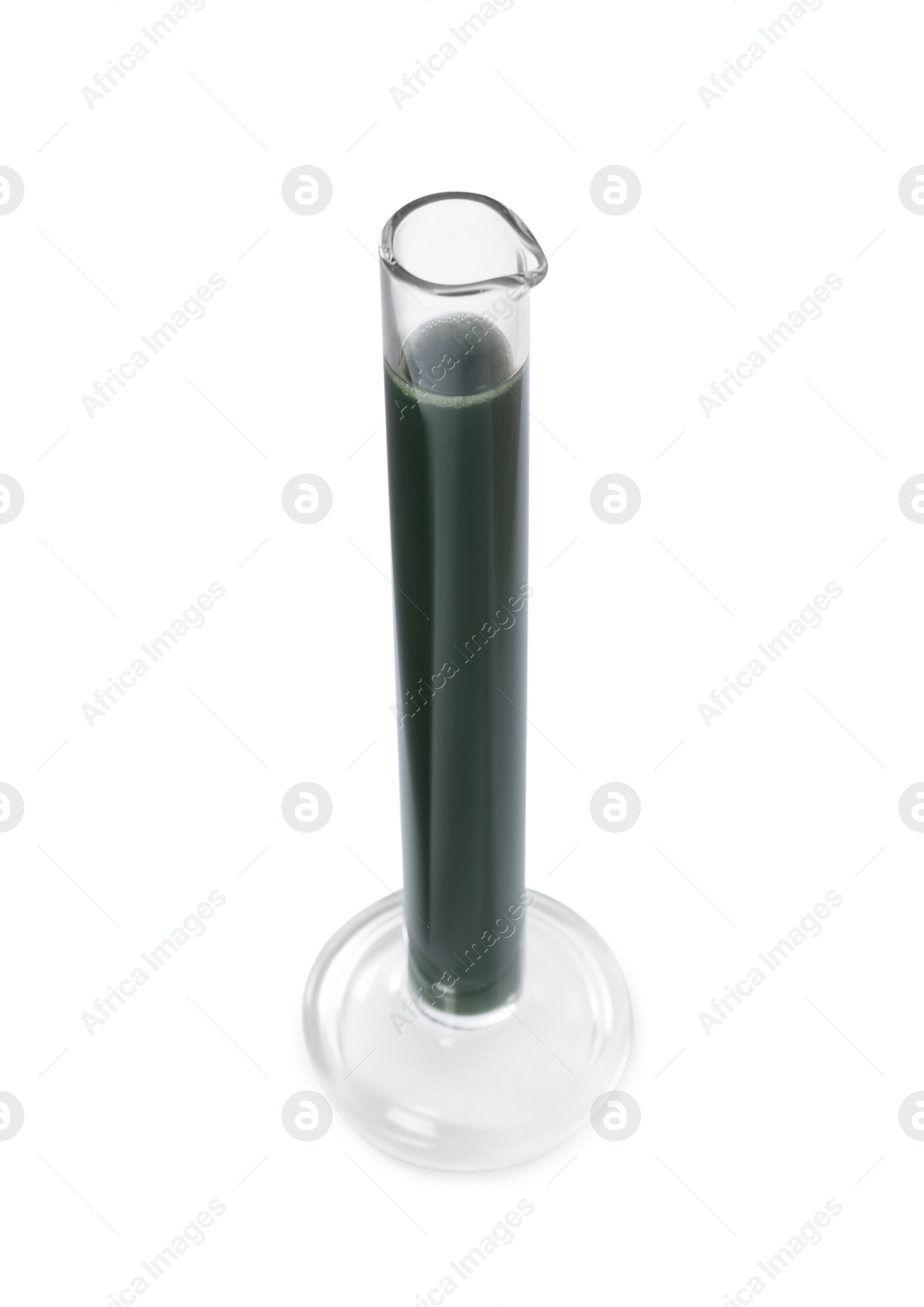 Photo of Test tube with crude oil isolated on white