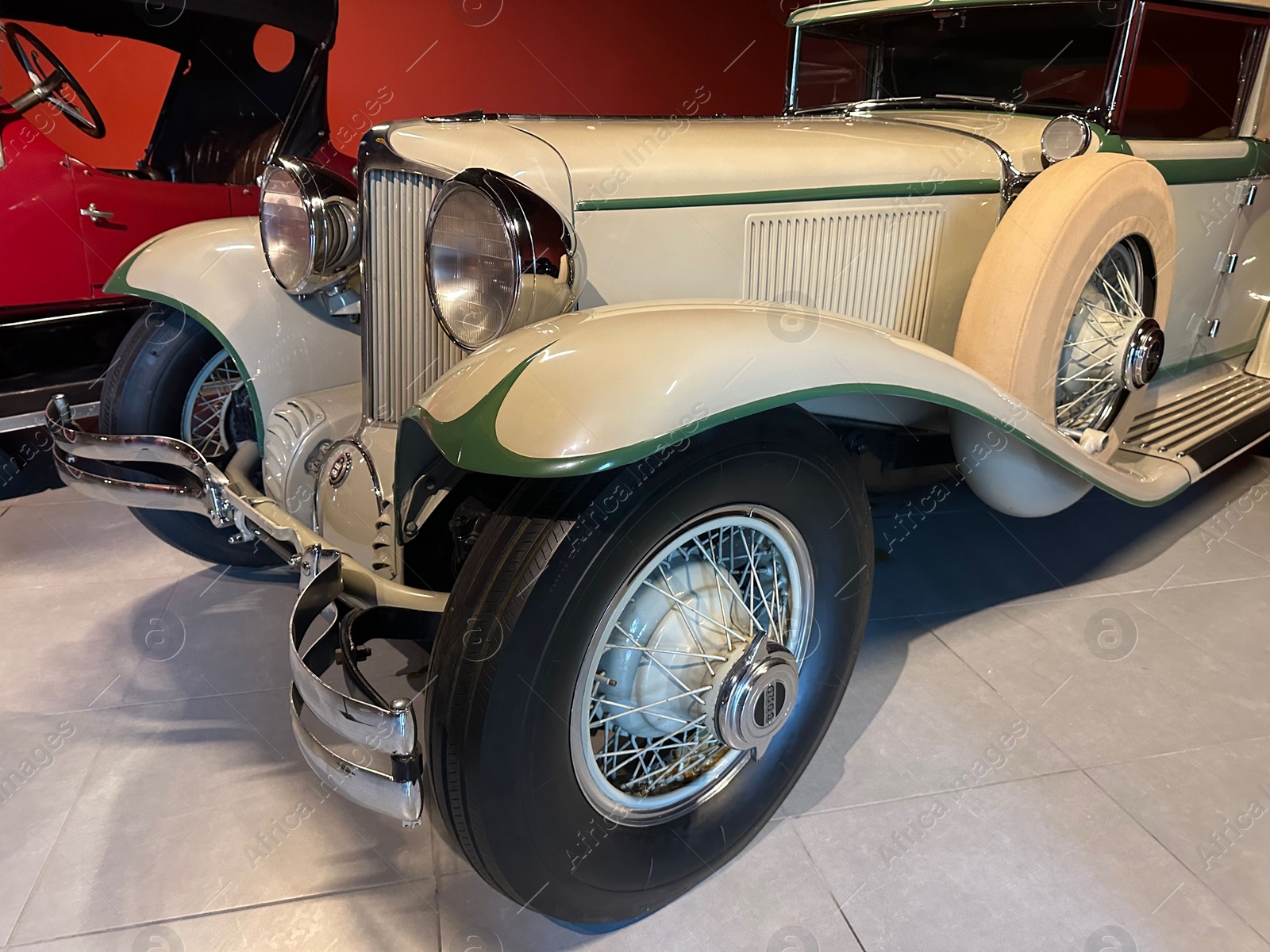 Photo of Hague, Netherlands - November 8, 2022: Beautiful view of white retro car in Louwman museum