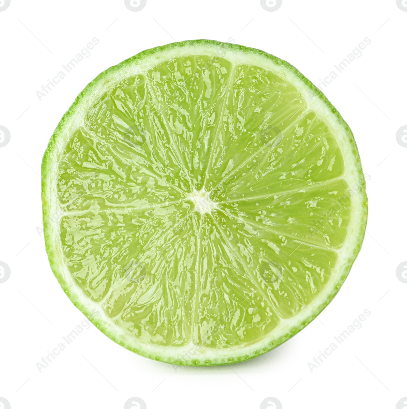 Photo of Slice of fresh green ripe lime isolated on white