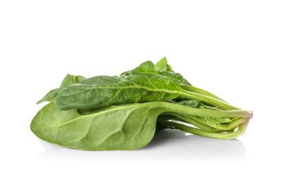 Photo of Fresh green healthy spinach leaves isolated on white