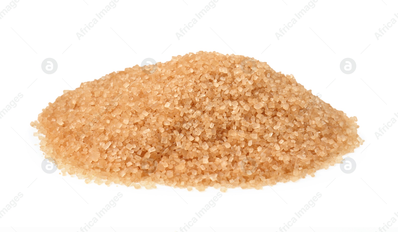 Photo of Pile of brown sugar isolated on white